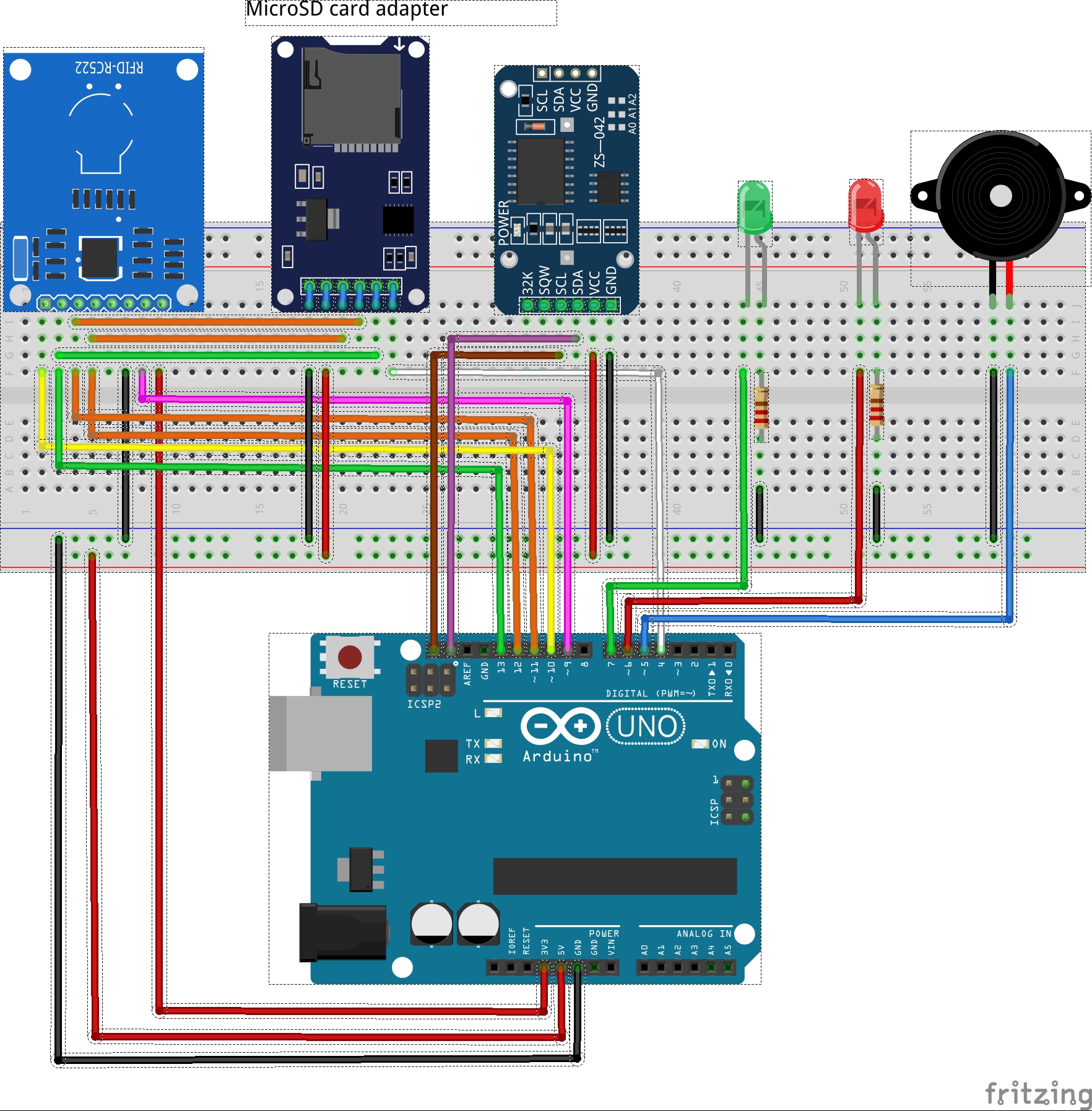 Breadboard wiring for the RFID RC522